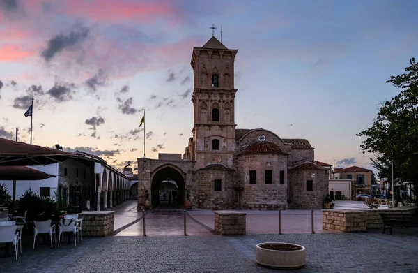 The fromt of the Church of Saint Lazarus, a late-9th century church in Larnaca, Cyprus in HDR on a cloudy blue sky — Stock Photo, Image