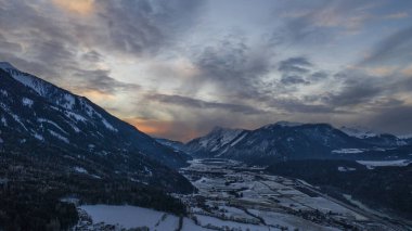 Imst, rietz, Austria. Aerial view at sunset. clipart