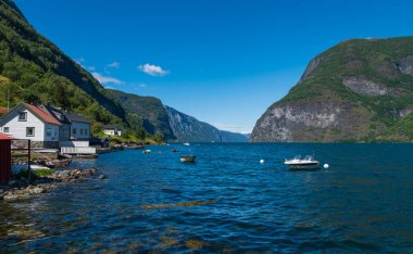 Norveç 'in Aurland fiyordunda Undredal Köyü