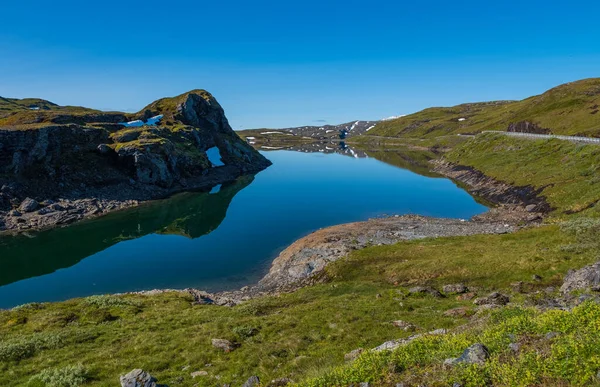 View of Skjelingavatnet lake, Vik i Sogn, Norway. July 2019 — Stock Photo, Image