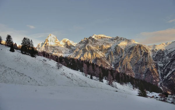 Sunrise at ski resort Ladurns, Italy — Stock Photo, Image