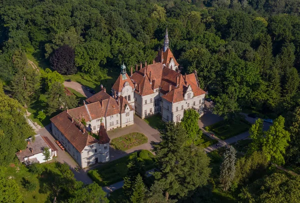 Повітряний вид на замок Шенборн, Карпатські гори, Україна. — стокове фото