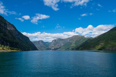 Flom Flam and Aurlandsfjord - unesco enlisted natural heritage site - in Norway. July 2019 clipart