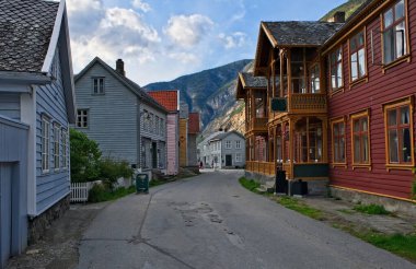 Laerdalsoyri, Norveç'te eski ahşap evler