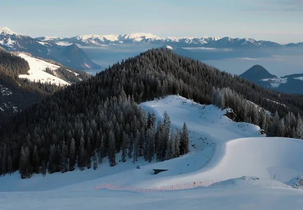 Alps near Fuegen at wintertime. Zillertal, Austria. — Stockfoto