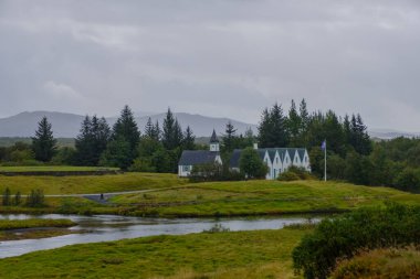 İzlanda 'daki Thingvellir Ulusal Parkı' nda manzara. Eylül 2019