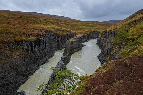 Studlagil čedičový kaňon, Island. Jedna z nejkrásnějších přírodních památek na Islandu. Září 2019 — Stock fotografie