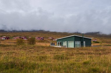 Akureyri, İzlanda yakınlarındaki manzara. Eylül 2019
