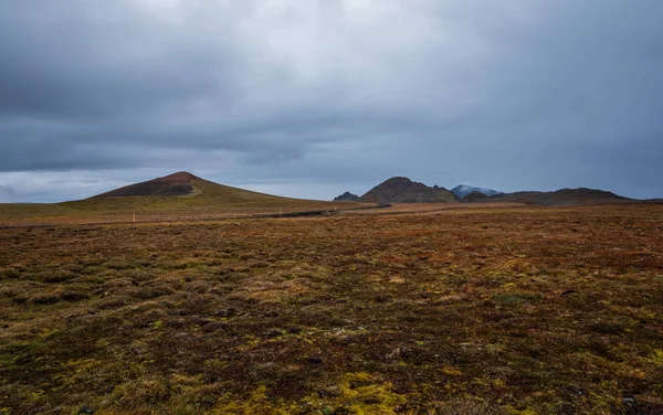Frozen lavas field in the geothermal valley Leirhnjukur, near Krafla volcano. Location: valley Leirhnjukur, Myvatn region, North part of Iceland, Europe. September 2019 — 스톡 사진