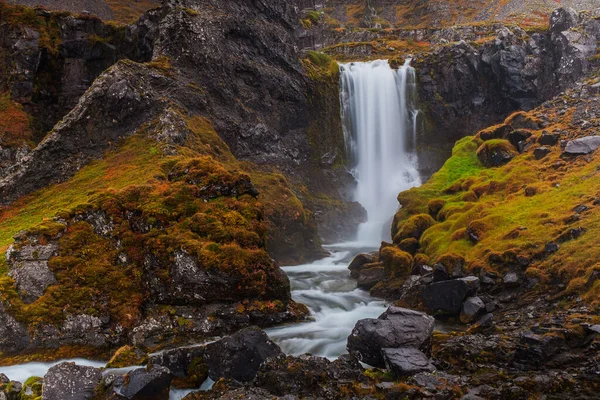 Dynjandi waterfall at the west fjords of Iceland. September 2019 — Stock Photo, Image