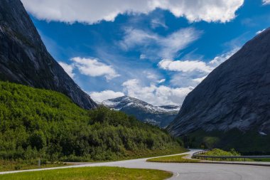 Jolster, Sogn Og Fjordane, Norveç. Hasat sırasında saman balyalarıyla güzel bir yaz manzarası. Çiftlik arazisi ve tarım arazisi Yaz Gününde Sulara Yansıyan Haheimsvatnet Gölü