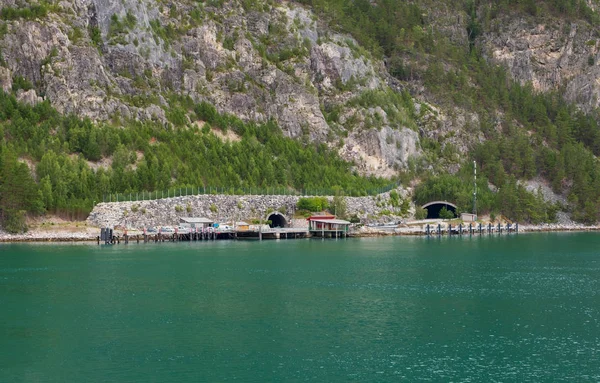 The World 's Longest Road Tunnel - Laerdal Tunnel, Noruega. Terminal de ferry. Julho de 2019 — Fotografia de Stock