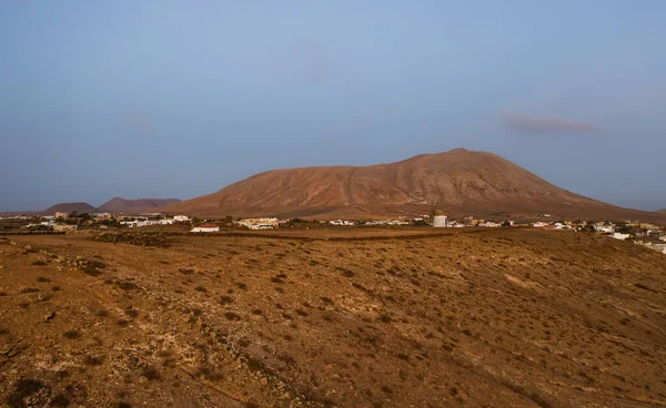 Spain, Canary Island, Fuerteventura, rural area in Villaverde village at sunset, Aerial drone view in october 2019 — Stok fotoğraf