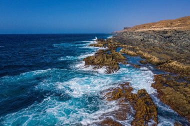 Aguas Verde sahilinin hava manzarası, fuerteventura, Kanarya adaları, İspanya. Ekim 2019