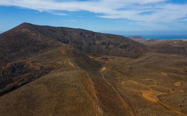 Inland Northern Fuerteventura, aerial view from drone near towards Bayuyo volcano system. October 2019 — Stock Photo, Image