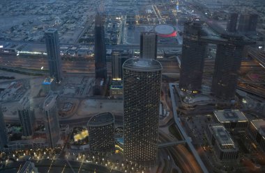 DUBAI, UNITED ARAB EMIRATES - MAY 2019: Burj Khalifa skyscraper in Dubai, United Arab Emirates. It is the tallest artificial structure in the world, standing at 829.8 m (2,722 ft)