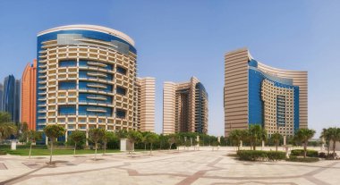 Abu Dabi 'de yeni mimari, Birleşik Arap Emirlikleri. Mayıs 2019