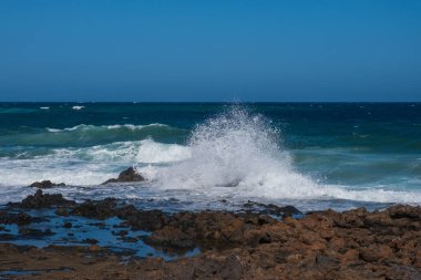 Fuerteventura, Kanarya Adaları, İspanya Ekim 2019 Puerto del Rosario Plajı.