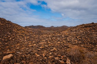 Lobos Adası, İspanya - Ekim 2019. Lobos Adası, Fuerteventura, Corralejo açıklarındaki ıssız bir volkanik adadır.