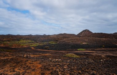 Lobos Adası, İspanya - 15 Mart 2017: Lobos Adası (Lobos Adası), Fuerteventura, Corralejo açıklarındaki büyük oranda ıssız bir volkanik ada.