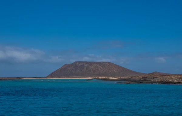 Canarische Eilanden Wit Zandstrand Fuerteventura Klein Eiland Isla Lobos Lanzarote — Stockfoto