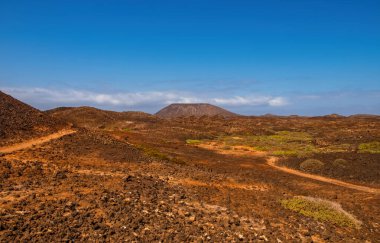 Lobos Adası, İspanya - Ekim 2019. Lobos Adası, Fuerteventura, Corralejo açıklarındaki ıssız bir volkanik adadır.