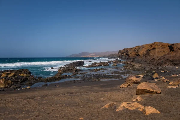 Pared Volkanik Plajı Veya Playa Pared Fuerteventura Güney Batı Kıyısı — Stok fotoğraf