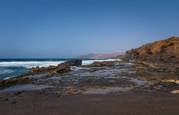 Pared Volkanik Plajı Veya Playa Pared Fuerteventura Güney Batı Kıyısı — Stok fotoğraf