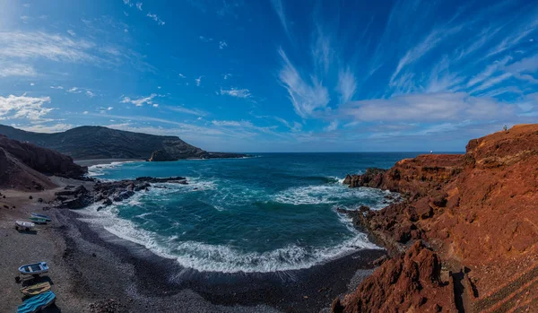 Bella Vista Sulla Spiaggia Golfo Lanzarote Lanzerote Isole Canarie Spagna — Foto Stock