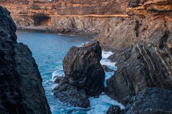 Jaskinie Ajuy Zachodzie Słońca Październiku 2019 Fuerteventura Canary Hiszpania — Zdjęcie stockowe