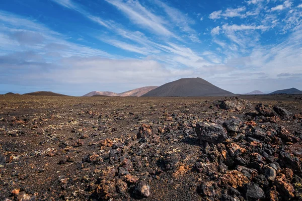 Increíble Paisaje Volcánico Isla Lanzarote Parque Nacional Timanfaya España Octubre —  Fotos de Stock