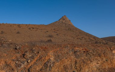 İspanya 'nın Fuerteventura Kanarya Adası' nın güneyindeki Betancuria dağlarına bakın. Bakış açısı Betancuria, Ekim 2019