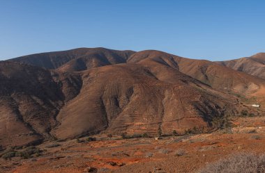 İspanya 'nın Fuerteventura Kanarya Adası' nın güneyindeki Betancuria dağlarına bakın. Bakış açısı Betancuria, Ekim 2019