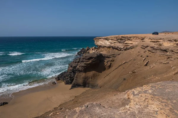 Spiaggia Vulcanica Pared Playa Pared Sulla Costa Sud Occidentale Fuerteventura — Foto Stock