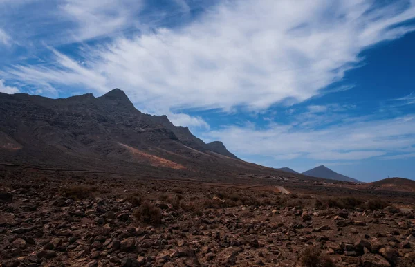 Naturskönt Panorama Med Bergskedja Och Cofete Strand Playa Cofete Fuerteventura — Stockfoto