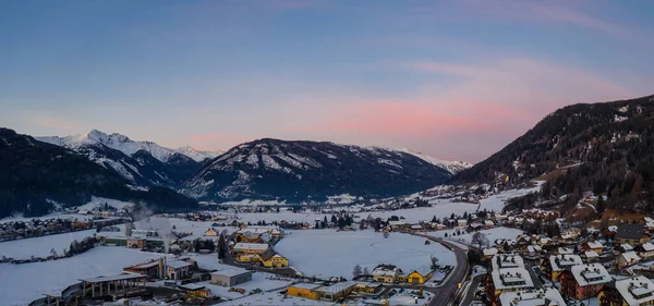 Vista Panorámica Sankt Michael Lungau Amanecer Austria Enero 2020 Vista —  Fotos de Stock