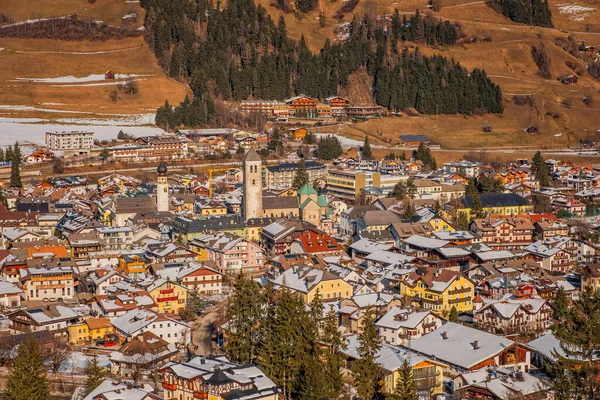 Innichen Bei Sonnenaufgang Südtirol Südtirol Italien Während Der Wintersaison Januar — Stockfoto