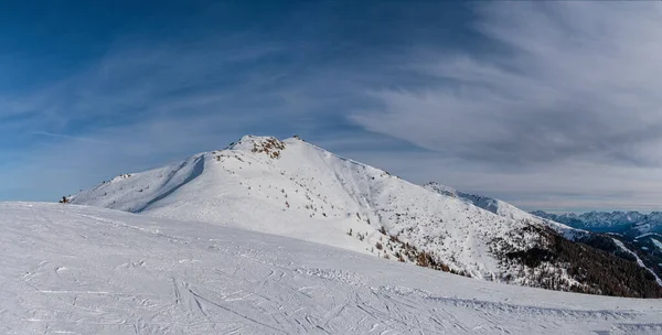 Vinterlandskap Tre Cime Dolomiti Eller Drei Zinnen Dolomiter Monte Elmo — Stockfoto