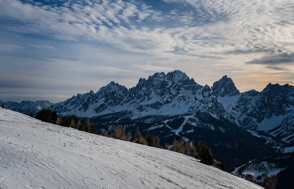 Paisaje Invernal Tre Cime Dolomiti Drei Zinnen Dolomites Monte Elmo — Foto de Stock