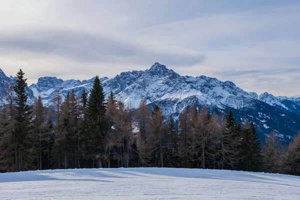 Paisaje Invernal Tre Cime Dolomiti Drei Zinnen Dolomites Monte Elmo — Foto de Stock
