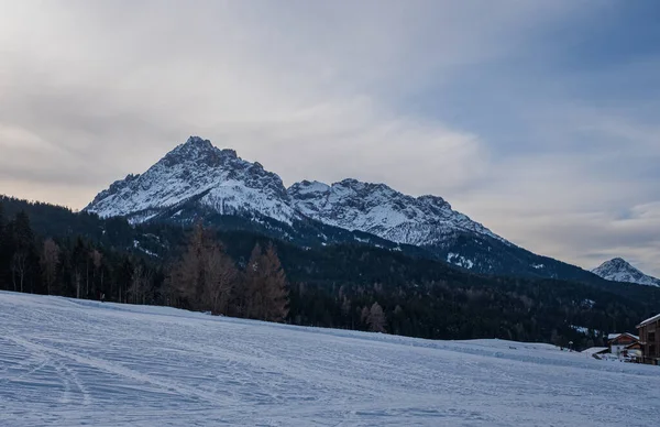 Zimní Krajina Tre Cime Dolomiti Nebo Drei Zinnen Dolomites Monte — Stock fotografie