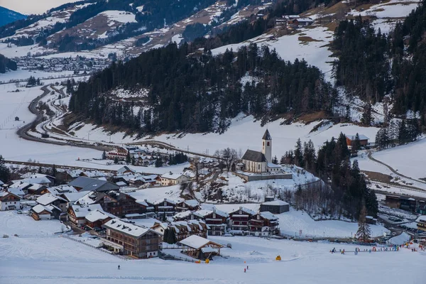 モンテエルモ ドロミテ イタリアのトップビュー マウンテンスキーとスノーボード Sexten Sesto Trentino Alto Adige Puster — ストック写真