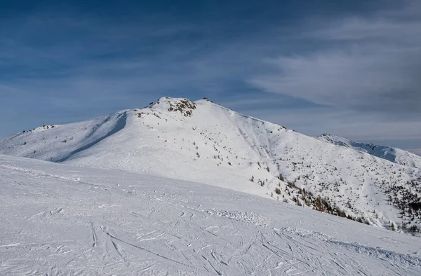 Vinterlandskap Tre Cime Dolomiti Eller Drei Zinnen Dolomiter Monte Elmo — Stockfoto