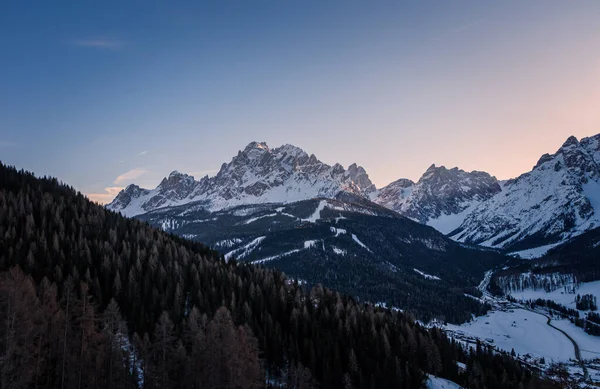 Paisaje Invernal Tre Cime Dolomiti Drei Zinnen Dolomites Monte Elmo —  Fotos de Stock