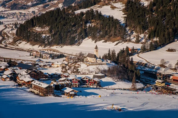 Vista Superior Sobre Monte Elmo Dolomites Itália Esqui Montanha Snowboard — Fotografia de Stock