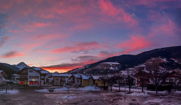 San Candido Innichen Pôr Sol Sul Tirol Alto Adige Itália — Fotografia de Stock