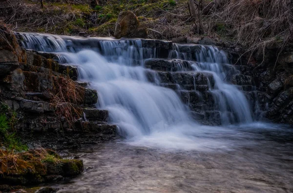 Waterfall Zalotomyatyi Zalotomyatyi River Carpatian Mountains Green Forest National Park — Stock Photo, Image