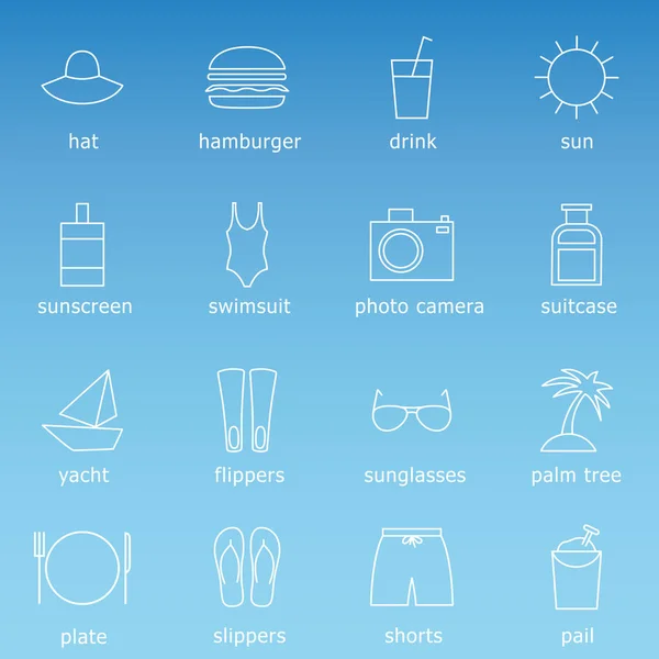 Seyahat ince çizgi Icons set