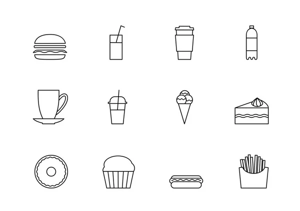 aperatifler tatlılar ve içecekler anahat simgesini ayarla