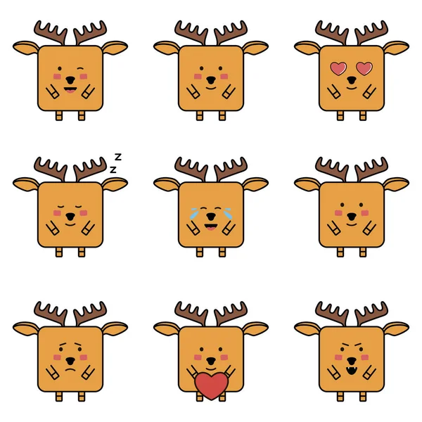 Deer elk emoji set — Stock Vector